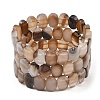 Dyed & Heated Natural Agate Oval Beaded Stretch Bracelet G-E010-01-23-1