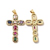 Rack Plating Eco-Friendly Brass Micro Pave Cubic Zirconia Pendants X-KK-A177-05G-1