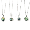 304 Stainless Steel Natural Paua Shell Pendant Satellite Chain Necklaces NJEW-JN06446-02-2