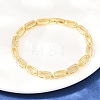 Oval Brass Micro Pave Clear Cubic Zirconia Link Chain Bracelets for Women BJEW-T025-03A-G-5