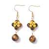 3 Pairs Brass Flower Dangle Earrings EJEW-TA00759-2