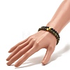 2Pcs 2 Style Natural Serpentine/Green Lace & Lava Rock Round Beaded Stretch Bracelets Set with Column Synthetic Hematite BJEW-JB07575-3