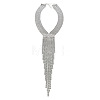 Alloy Crystal Rhinestone Long Tassel Choker Necklaces for Women WGF53C1-02-1