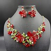 Flower Alloy Glass Pendant Necklaces & Stud Dangle Earrings Sets WGA2AF6-06-1