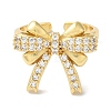 Bowknot Brass Micro Pave Clear Cubic Zirconia Open Cuff Rings for Women RJEW-C098-10G-2