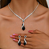 Brass Rhinestone Pendant Necklaces & Stud Earrings Sets for Women WGFE659-04-1