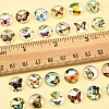 60Pcs Half Round with Butterfly Glass Cabochons GGLA-FS0001-16B-5