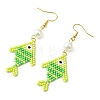 304 Stainless Steel with Glass Cylinder Seed Beads Dangle Earrings EJEW-MZ00815-01-3