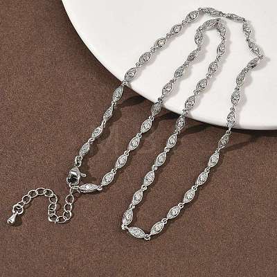 Brass Micro Pave Clear Cubic Zirconia Eye Link Chain Necklaces NJEW-G183-07P-1