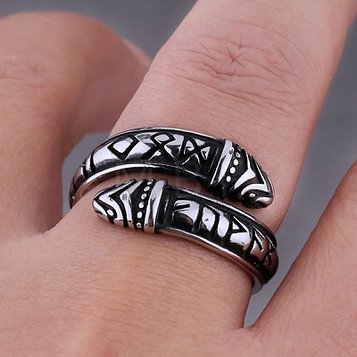 Titanium Steel Word Open Cuff Ring FIND-PW0020-16B-1