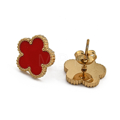 Ion Plating(IP) Flower Golden 304 Stainless Steel Stud Earrings EJEW-H129-03G-02A-1