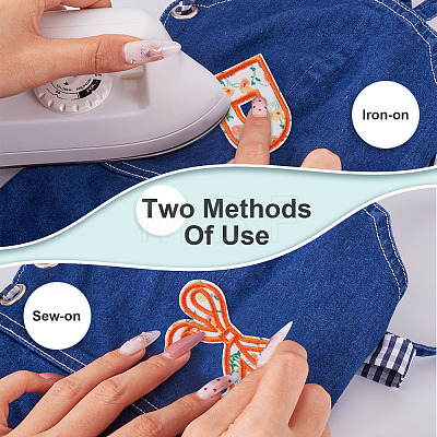 3 Bags Polyester Embroider Self-adhesion Thread Iron on/Sew On Patches PATC-TA0001-53-1