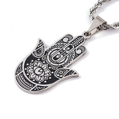 304 Stainless Steel Enamel Necklaces NJEW-Q338-02P-1