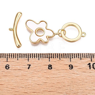 Brass & Shell Toggle Clasps KK-N254-159G-1