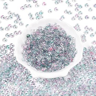 Spray Painted Transparent Glass Seed Beads SEED-T007-05E-1