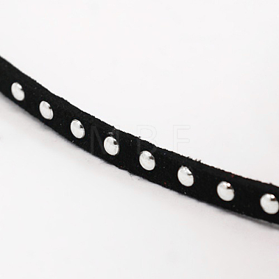 Silver Aluminum Studded Faux Suede Cord LW-D004-01-S-1