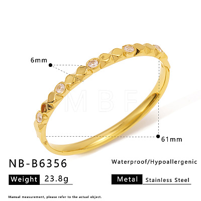 316L Surgical Stainless Steel Pave Clear Cubic Zirconia Bangles WG36166-03-1