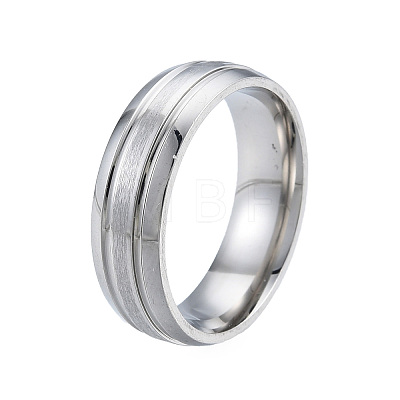 201 Stainless Steel Grooved Plain Band Ring for Women RJEW-N043-07-1