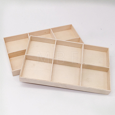 2Pcs 6 Grids Rectangle Wooden Display Trays for Jewelry AJEW-DJ0001-94B-1