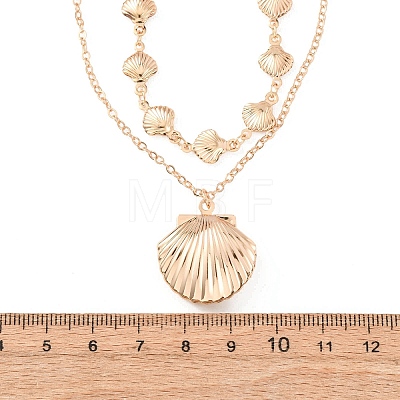 Summer Beach Alloy Shell Shape Pendant Double Layer Choker Necklaces for Women NJEW-Z116-02G-1