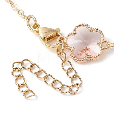 Plum Blossom Glass Links Necklace and Bracelet Sets SJEW-JS01293-01-1