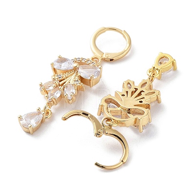 Bowknot Rack Plating Golden Brass Dangle Leverback Earrings EJEW-A030-05G-01-1