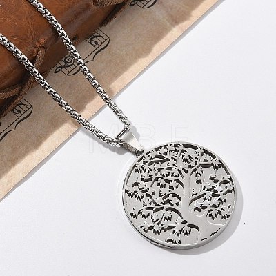 304 Stainless Steel Pendant Necklaces NJEW-Z058-03P-1