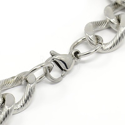 304 Stainless Steel Curb Chain/Twisted Chain Bracelets STAS-A028-B133P-1