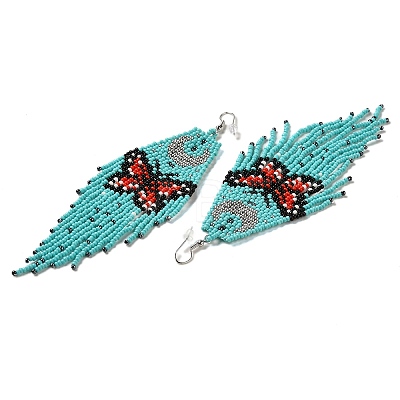 Bohemia Woven Glass Seed Bead Dangle Earrings EJEW-A046-02A-1