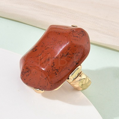 Natural Red Jasper & Alloy Finger Rings for Women RJEW-G375-01G-08-1