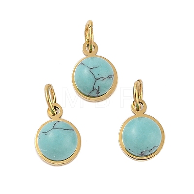 Synthetic Turquoise Half Round Charms with Jump Ring STAS-A097-05G-06-1