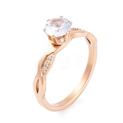 304 Stainless Steel Diamond Finger Ring for Women RJEW-C086-22-RG-1