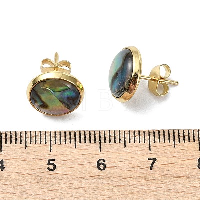 3 Pairs Flat Round Natural Paua Shell Stud Earrings for Women EJEW-JE07126-1