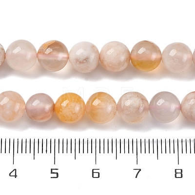 Natural Cherry Blossom Agate Beads Strands G-O166-02-8mm-01-1