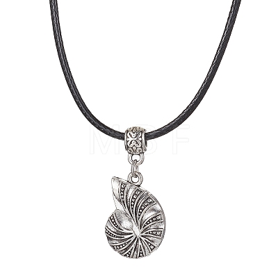Ocean Theme Alloy Pendant Necklace with Imitation Leather Cords NJEW-JN04495-1