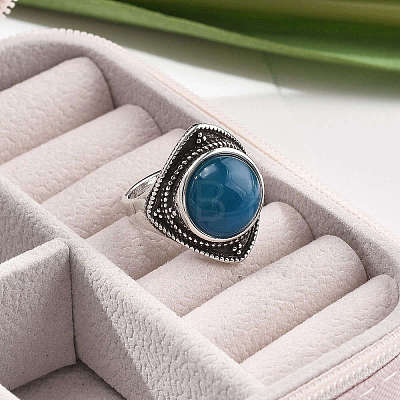 Natural Banded Agate Adjustable Rings G-P560-03AS-16-1