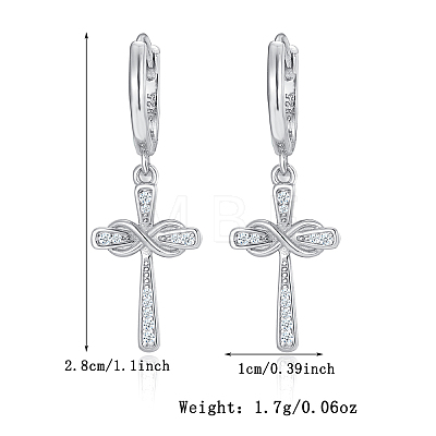 S925 Silver Moissanite Infinite Symbol Cross Earrings Fashion Simple Trendy JF2136-6-1