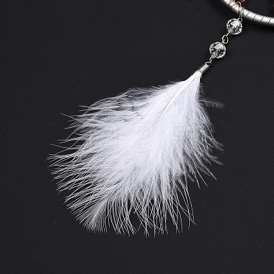Woven Web/Net with Feather Pendant Decorations HJEW-I013-02-1