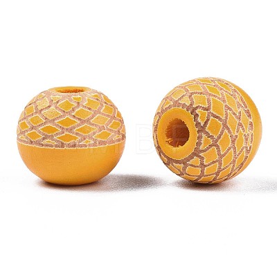 Painted Natural Wood Beads WOOD-S057-072Q-1