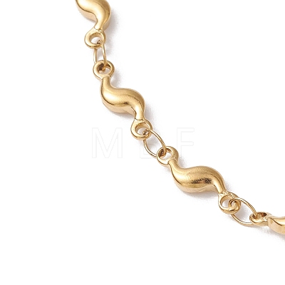 304 Stainless Steel Wave Link Chain Anklets AJEW-AN00641-01-1