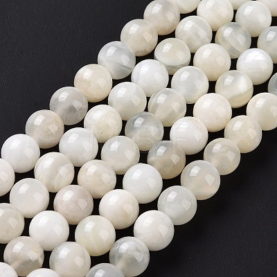 Natural White Moonstone Beads Strands G-F674-08-8mm-01-1