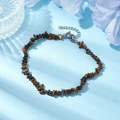 Natural Gemstone Beads Anklets AJEW-AN00583-03-1