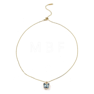 Butterfly Glass Pendant Necklaces NJEW-E105-06KCG-01-1