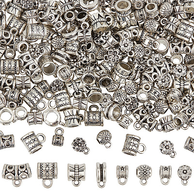 200Pcs 10 Styles Tibetan Style Alloy Tube Bails TIBE-PA0001-20-1