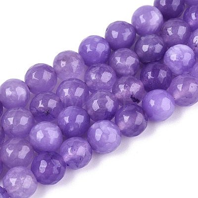 Dyed Natural White Jade Beads Strands G-T139-8mm-60-10-1