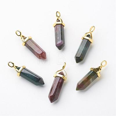 Natural Indian Agate Double Terminated Pointed Pendants G-G902-B13-1