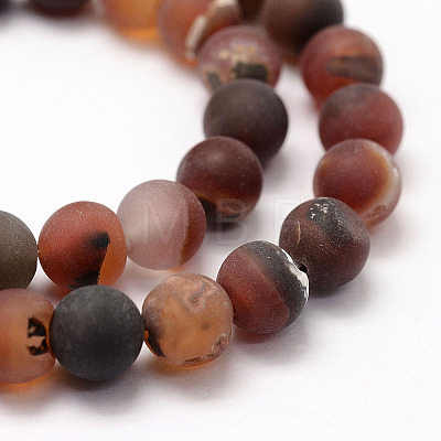 Frosted Natural Agate Beads Strands G-F365-10mm-01-1