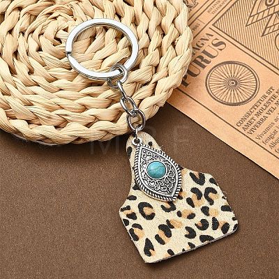 Cowhide Leather & Alloy Keychain KEYC-YW00093-06-1