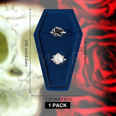 Halloween Theme Coffin Shaped Velvet Finger Ring Boxes VBOX-WH0015-01C-1