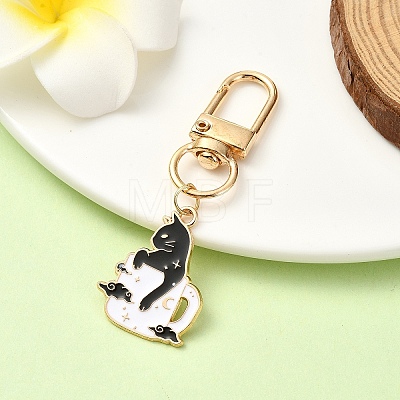 Coffee Cup with Cat Alloy Enamel Pendant Decoration HJEW-YW00025-02-1